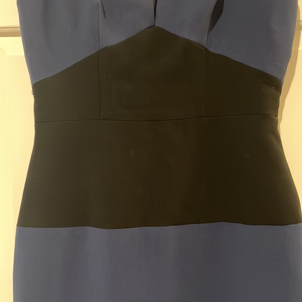 Black Halo Cobalt Blue and Black Color Block Dress with Mesh Insert - Picture 2 of 8